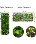 Expandable Fence Privacy Screen For Balcony And Patio 2 Pack Faux Ivy Fencing Panels with Willow Frame shown open and closed.