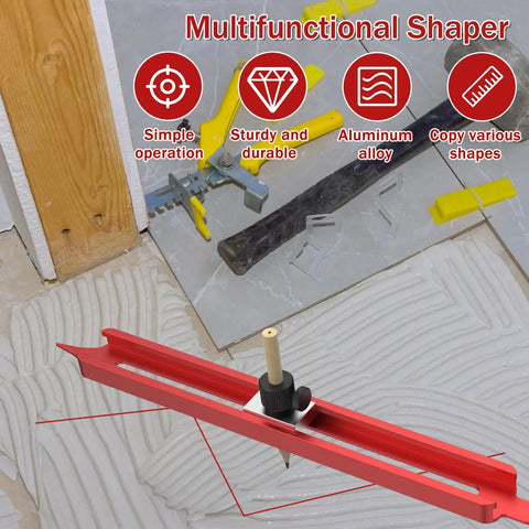 Dead On Aluminum Contour Gauge And Profile Scribe Tool With Snap Fit Pencil Holder For Bullseye Tracking on tile floor layout.