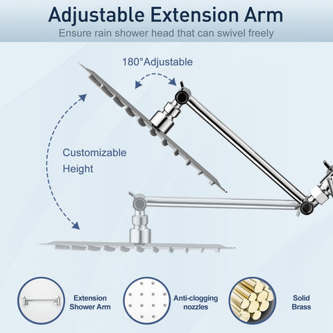 All Metal 12 Inch Rain Shower Head With Handheld Spray Combo Built To Last Waterfall Rain Shower High Pressure Square Heads Easy Adjustable Extension Arm