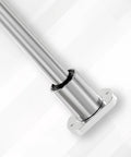 LMH6UU Flange Linear Ball Bearings 6mm ID X 12mm OD X 19mm Length, installed on shaft, smooth motion steel bearing, side view