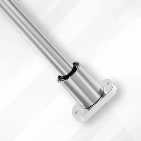 LMH6UU Flange Linear Ball Bearings 6mm ID X 12mm OD X 19mm Length, installed on shaft, smooth motion steel bearing, side view