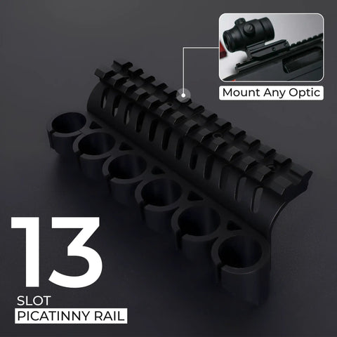 Side Saddle Shell Holder For 500 590 And Shockwave Shotguns 6 Shell Carrier With 13 Slot Aluminum Rail Mount