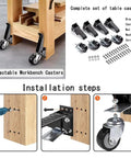 Heavy Duty Pedal Casters, Smooth Rollout Swivel Wheels For Workbenches, 65mm polyurethane step down casters with installation guide.