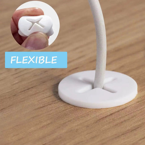 1 Inch Desk Grommet Set, 10 Pack Cable Hole Covers With Hole Saw, white flexible grommet holding a cable on a desk