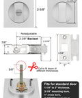 Brushed Nickel Pocket Door Lock Privacy Square Hardware Not Adjustable detailed measurements and components shown