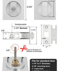 Two Pack Brushed Nickel Privacy Pocket Door Lock Set With Square Handles For Sliding Pocket Doors Not Adjustable Fits Standard Doors