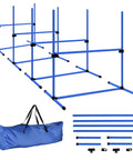 4 Piece Dog Agility Jump Set With Adjustable Heights Displacing Top Bar Easy Carry Bag Durable PVC Poles Quick Changes