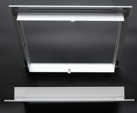 Aluminum Privacy HVAC Air Grille 24 By 24 With V Shaped Louvers Blocks 100 Percent View While Still Allowing Air Flow, top view
