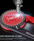 Precision Laser Etched 8.7 Inch Miter Saw Protractor and Heavy Duty Angle Finder with laser engraved scales.