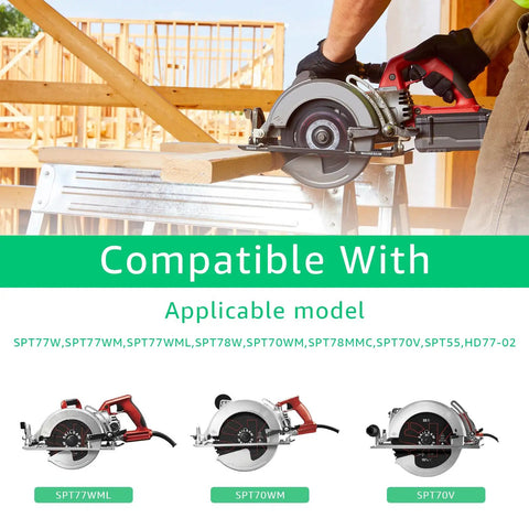 Heavy Duty Replacement Power Cord For Electric Circular Saws Featuring Pure Copper Conductors and Durable Synthetic Jacket shown with compatible circular saw models.