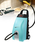 Gavscient Portable High Pressure Steam Cleaner With Complete Accessories For Deep Stain Removal Fast Heating Continuous Steam Jet For Car Kitchen Bathroom Household Heavy Duty Cleaning Machine Blue, with nozzles and hose visible.