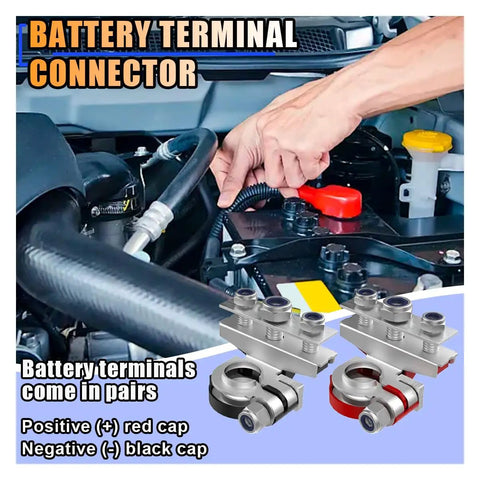 2 Pack 3 Way Battery Terminal Connectors Universal Top Post Clamps Positive Negative Copper Plates for Cars Trucks Boats in engine bay