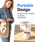 A woman placing the 48 kHz Ultrasonic Retainer Cleaner into a tote bag, highlighting its portable design for easy use.