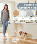 Tough Six In One Rotary Steam Mop With Dual Heat Settings And A Long Twenty Three Foot Cord using on hardwood floor.