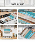 Go To Absorbent Dish Drying Mat 16 By 18 Inches In Vintage Wood Grain Blue Brown White Finish Easy Storage Absorb Water