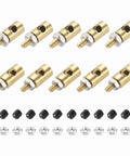 Linkage Stoppers For RC Planes Helis And Cars Connecting Servo Arm Push Rod With Nut And Screw Gold Copper Finish D4x2.5mm D5x3mm 10 Pcs A Must Have For Precise Control And Smooth Adjustments. Copper linkage stoppers, nuts, and screws for RC models viewed from above.