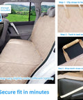 Waterproof Backseat Dog Car Seat Cover Nonslip Protector For Cars Trucks SUVs Beige with storage pocket and secure straps