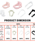 160 Piece Nylon Fuel Line Clip Kit With Seven Sizes For 3 8 Inch And 5 16 Inch Hoses, displayed in multiple colors and dimensions