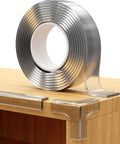 Knockout Baby Proofing Corner Guards And Edge Protective Tape 16 Feet Clear Cabinet Safety Strip with rounded corner caps on furniture.