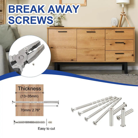 M4x70 Door Handle Screws 10 Pack Cabinet Drawer Pull Fasteners With M4x25 Sleeve Bolts Breakaway Hardware For Door Levers Knobs No Fuss Replacement Easy Install Durable Metal Construction next to wooden cabinet