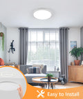 12 Inch LED Flush Mount Ceiling Light 24W Waterproof IP54 For Indoor And Outdoor Use No Fuss Surface Flat Round Fixture installed