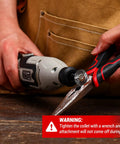 Person using Do It All Rotary Tool Kit With 1.4 Amp Motor And 8000 To 35000 RPM Six Speed Control 127 Piece Accessory Set With Flex Shaft.