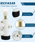 Heavy Duty RV Toilet Water Valve Kit Replacement For Pedal Flush Campers And RV Trailers Featuring Broad Fitment Specs For Plug And Play Upgrades And Zero Hassle, showcasing high-quality ASB material.