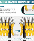 Heavy Duty 1000 Lbs Adjustable Roller Conveyor Table with stainless steel rollers and built-in hooks for connecting. 25 inches wide.