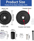 Upgrade Your Drip-Free Bath With This Sleek Matte Black Shower Trim Kit Made For Moen Chateau T470 Single Handle Faucets For A Fresh New Look That Totally Slays In Any Home. product size diagram, 180mm faceplate, acrylic knob and screws