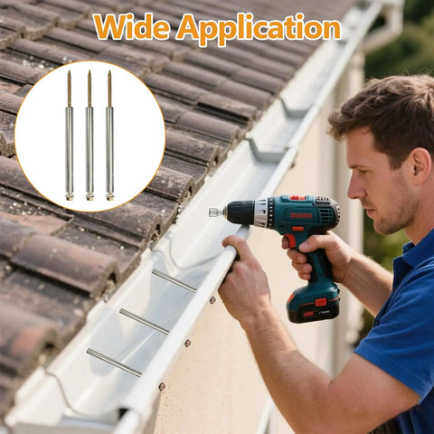 Durable Steel Gutter Screws Kit With 7 Inch Screws And Hex Socket For Roof Repair And Gutter Maintenance, installation view.