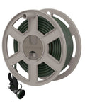 100 Ft Garden Hose Holder Wall Mount With Manual Retractable Sidewinder Hose Reel For Outdoor Use Heavy Duty Space Saving Taupe Resin