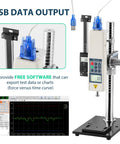 Beefy Digital Force Gauge With Lever Operated Test Stand, 70mm Stroke, Adjustable Mounting Plate From 3.9 To 12.6 Inches And Gauge Bottom Height From 1.5 To 10.2 Inches, HPB Precision Testing Tool For Serious Accuracy, USB output
