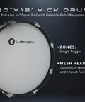 20x12 Kick Pad With Acoustic Wood Shell Single Zone Trigger Adjustable Tension Quiet Practice For Electronic Drums