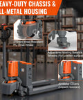 Heavy Duty Electric Pallet Jack Truck With 3300 Lb Capacity And Lithium Ion Battery features a heavy-duty chassis and all-metal housing.