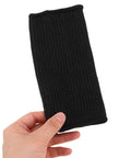 Tough As Nails Cut Resistant Arm Sleeves For Welding And Gardening Abrasion Guard heavy duty black synthetic fiber sleeve held in hand.