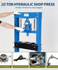 Person using Badass 20 Ton Heavy Duty Hydraulic Press H Frame Garage Shop Beast With Height Adjustable Worktable.