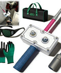 Upgraded Drill Powered Wire Puller For Electricians Automatic Cable Stringing Assistant With Ergonomic Grip Game Changer Heavy Duty Handheld Tool with gloves and safety glasses.