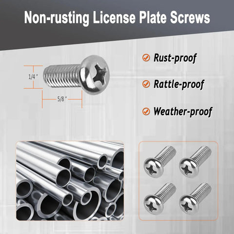 Stainless steel screws for Carbon Fiber Motorcycle License Plate Frame With Stainless Steel Tag Holder Bracket And Included Screws Nuts Caps 1 Pack For Moto Moped Motorbike Scooter Bike
