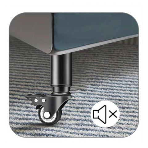 Kick Heavy Moves To The Curb 4 Pack Swivel Caster Wheels And Adjustable Furniture Feet on a couch leg, designed for quiet rolling.