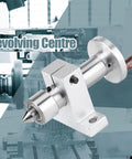 Double Bearing Live Center With Adjustable Revolving Head for Mini Lathe Machines, side view showing metal build and taper design.
