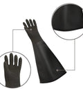 Heavy Duty Sandblasting Gloves 24.8 Inch Length, Durable Latex Rubber Protective Work Gear Black, Tear Resistant, Grippy Feel