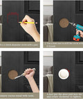 Installation steps for 4 Pack Plastic Round Sliding Door Finger Pulls For Closets And Cabinets, with hole marking and drilling.