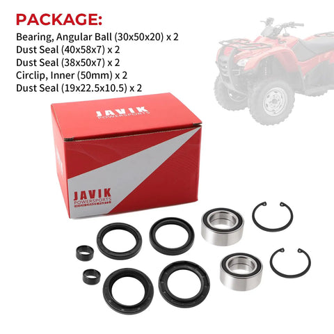 Honda Front Wheel Bearings Seals Kit For FourTrax 300 350 400 420 4x4 ATVs Replacement OEM Seals next to product box