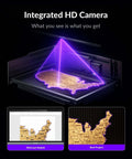 WECREAT Vision Pro 45W laser engraver/cutter with rotary and HD camera, full enclosure; engraving a wooden USA map.