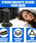 Invisible Magnetic Door Stop With Installation Kit No Drill Door Wedge Stopper in zinc alloy next to person sleeping peacefully