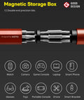 Slick 24-In-1 Mini Screwdriver Set with Eyeglass Repair Kit and Precision Bits for Tiny Screws showing 12 double-ended precision bits in magnetic storage.