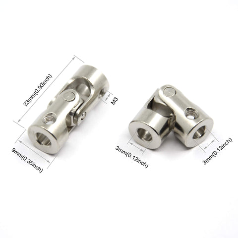 4 Pcs 3mm To 3mm Universal Joint Shaft Couplings With Screws For Motor, 45 Steel, Electroplated And Wear Resistant