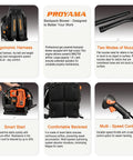Beast Power 72cc Gas Backpack Leaf Blower With Cruise Control features and components overview, including ergonomic design.