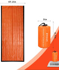 Emergency Mylar Sleeping Bag Set For Camping Waterproof Thermal Bivy Sacks size 78x47 inches, packaged compact on scale.