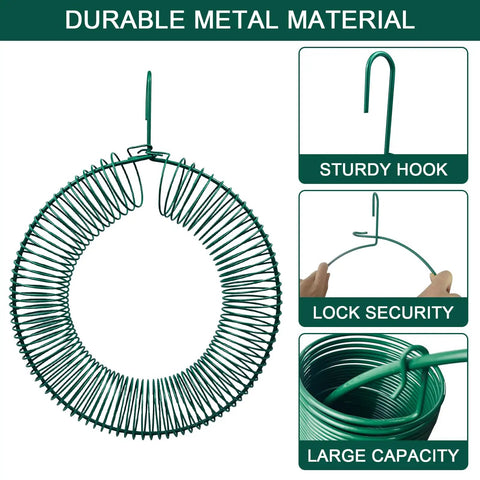 Two Pack Peanut Bird Feeder Set Round Metal Hanging Wreath Style Feeder With Built In Hook For Outdoor Birds And Squirrels